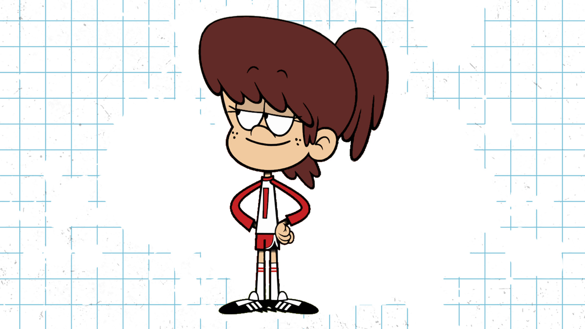 A Loud House character with dark brown hair and baseball clothes