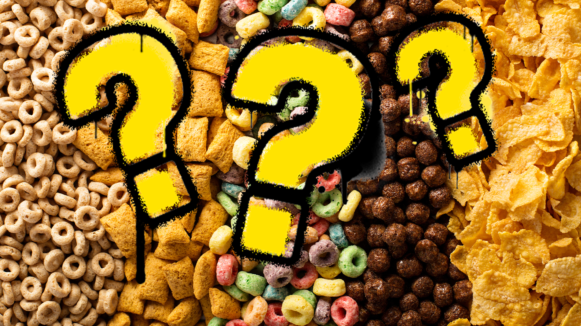 Question marks on cereal background