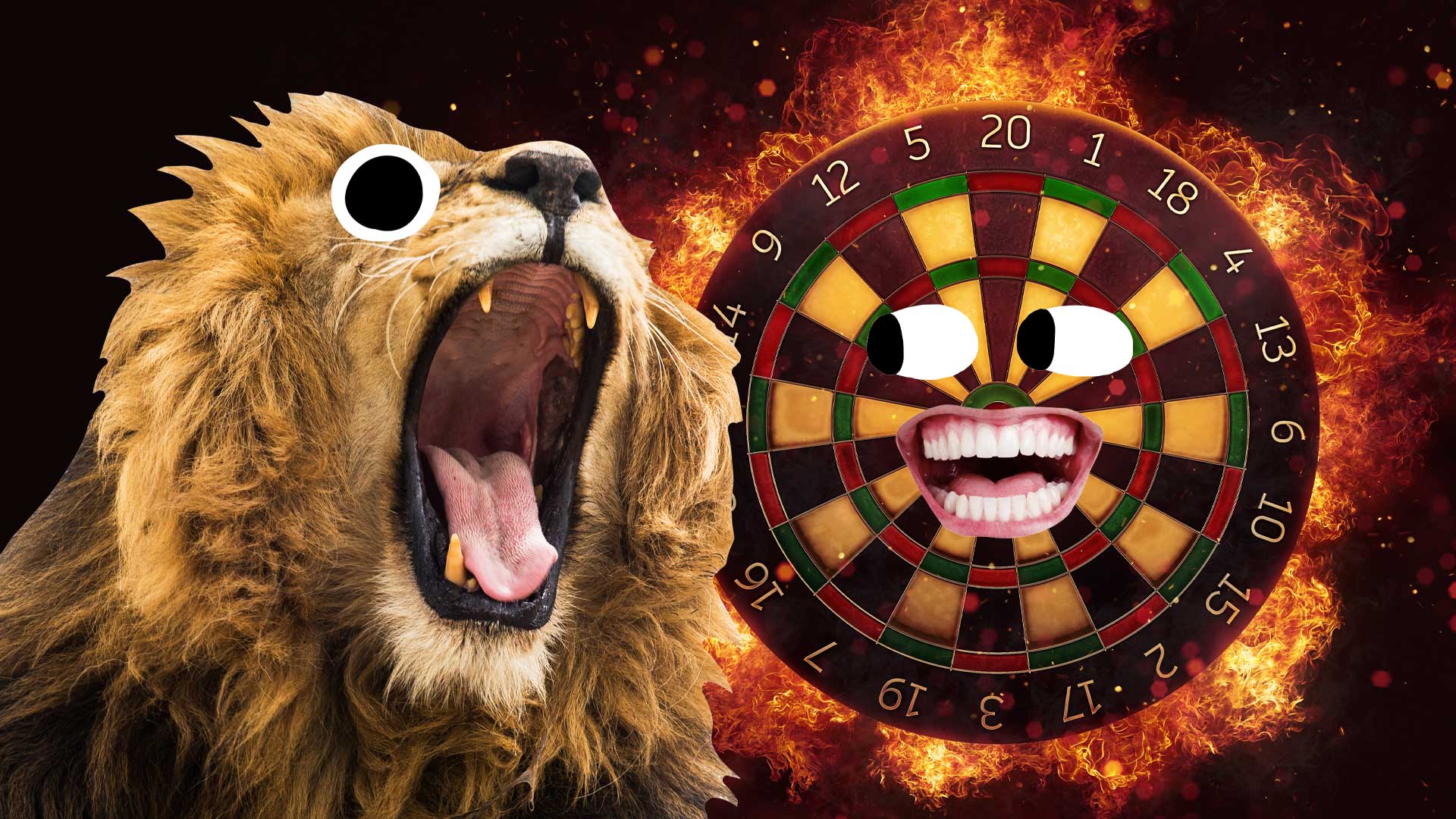 A lion and a dart board