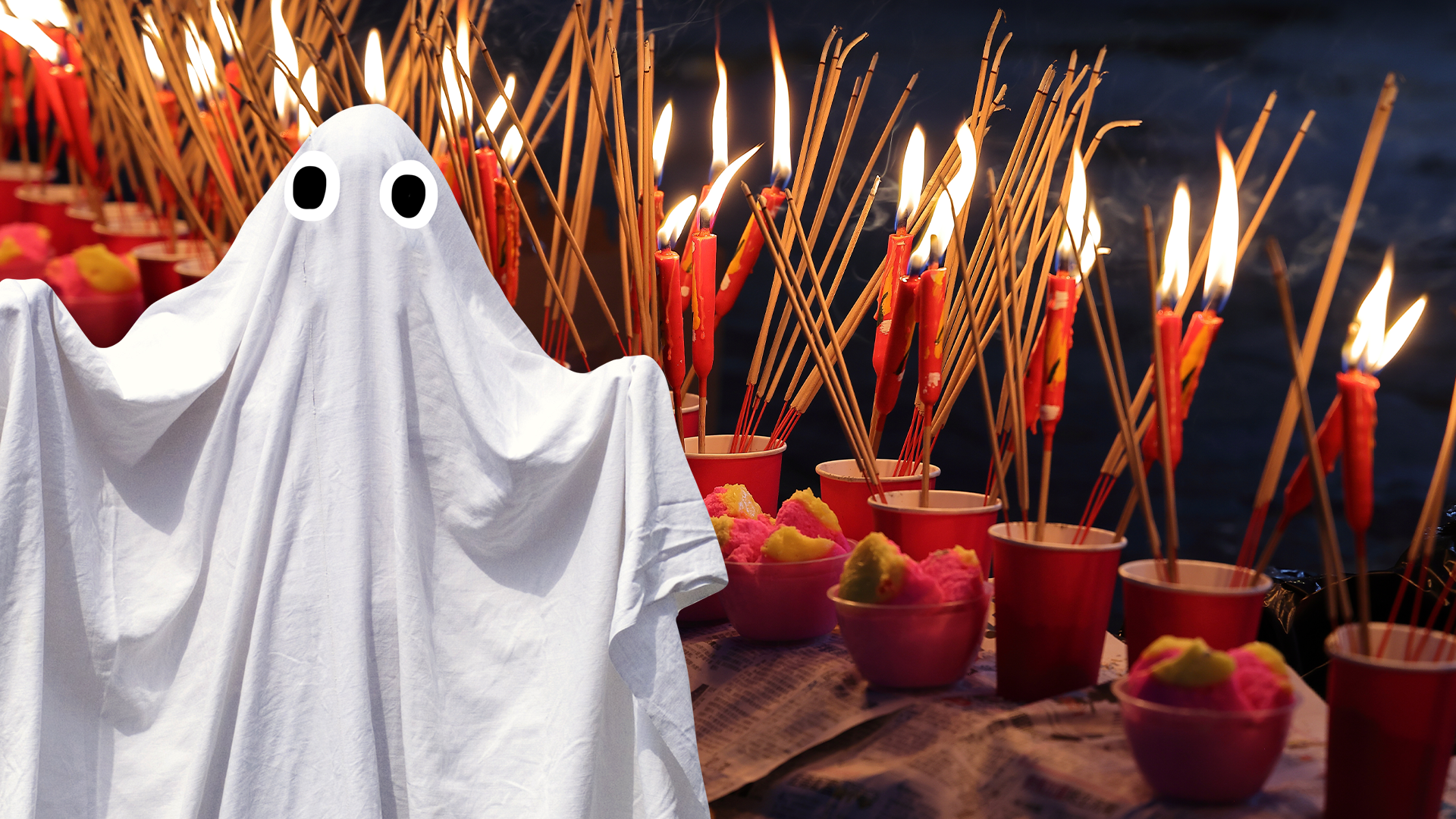 A Beano ghost and some memorial candles