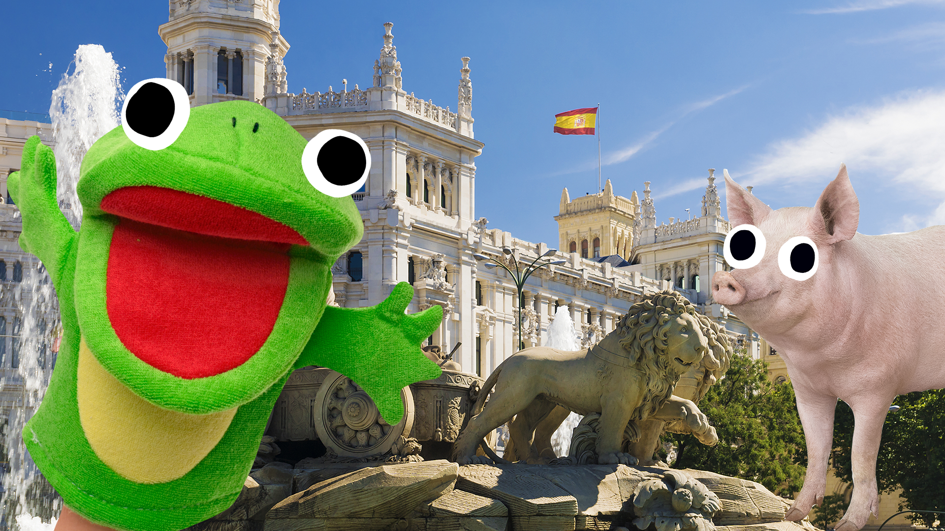 Beano Kermit and a pig in Madrid