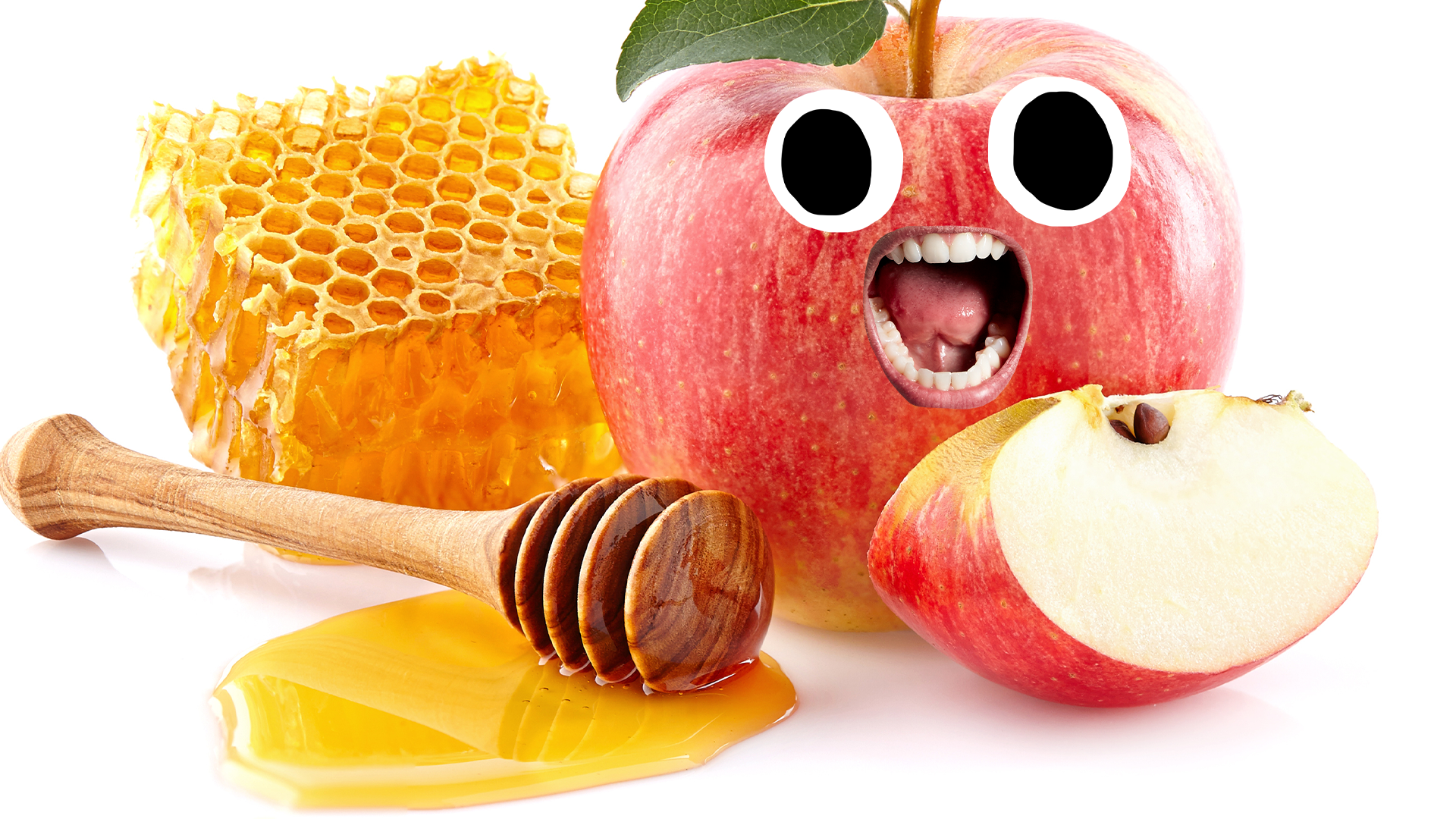 Honey and apple with face