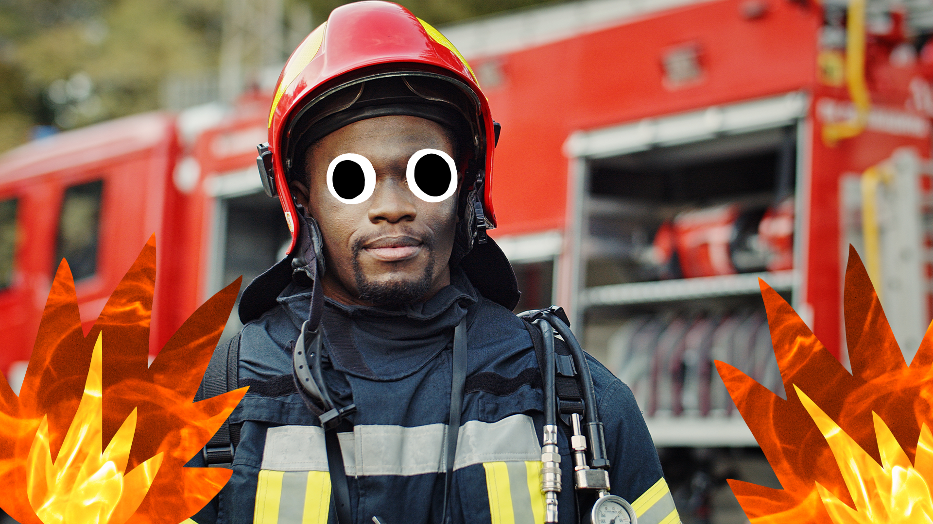 A fireman with Beano flames