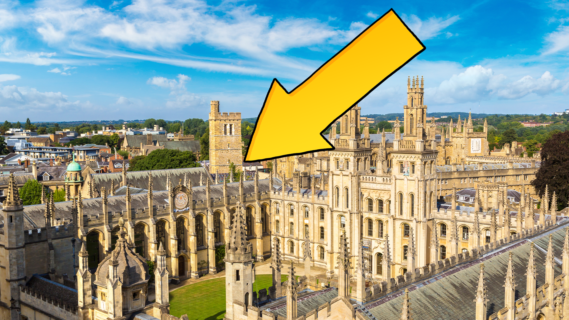 View of Oxford and an arrow