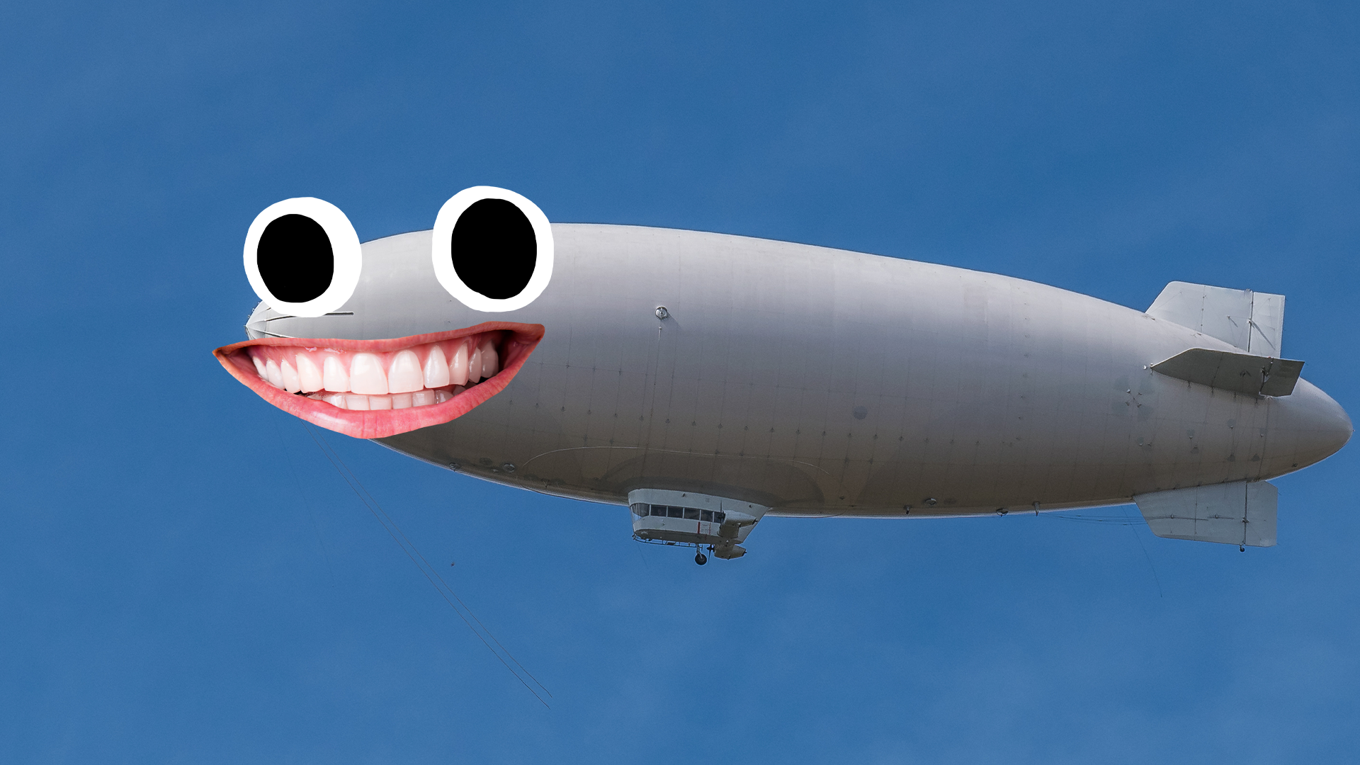 A zeppelin with a goofy face