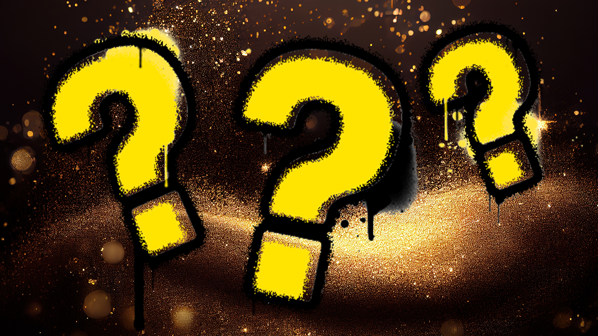 Golden dust background with question marks