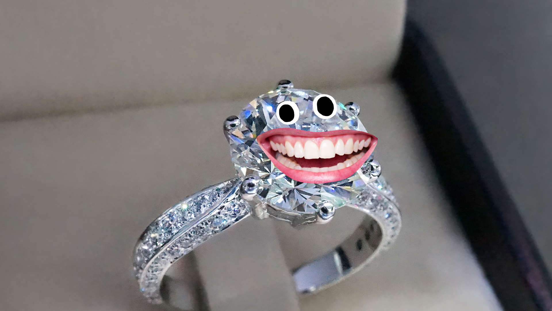 Goofy faced engagement ring