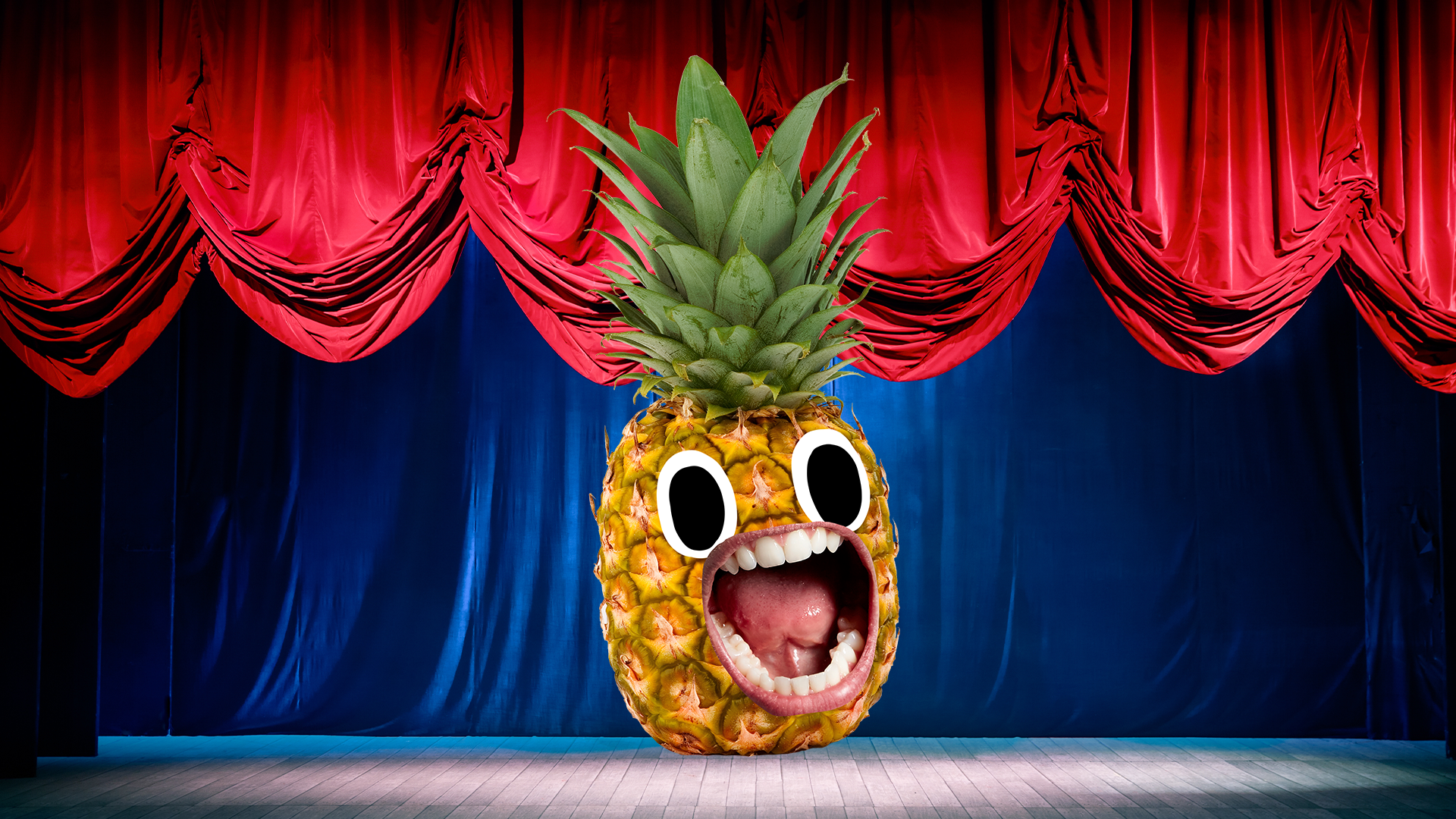 Screaming pineapple on stage