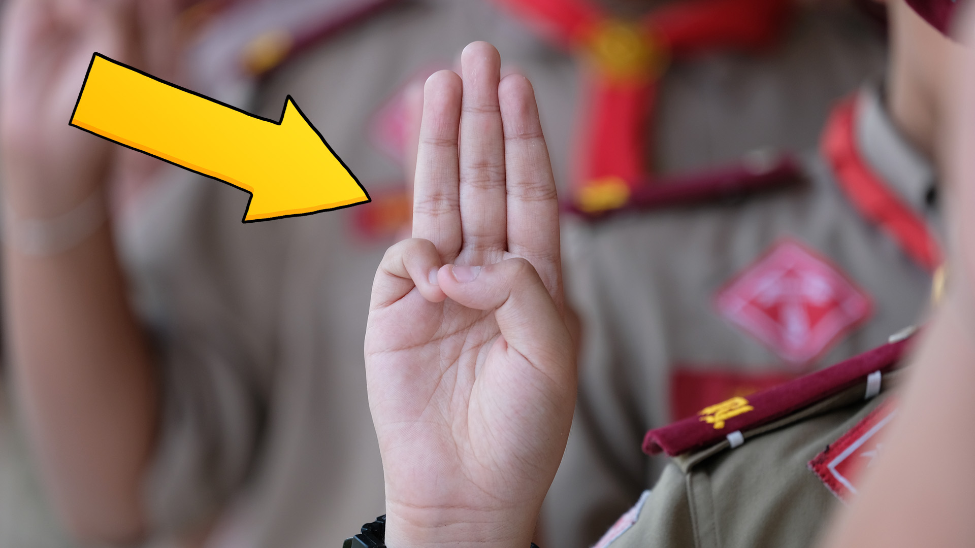 A scouts hand gesture
