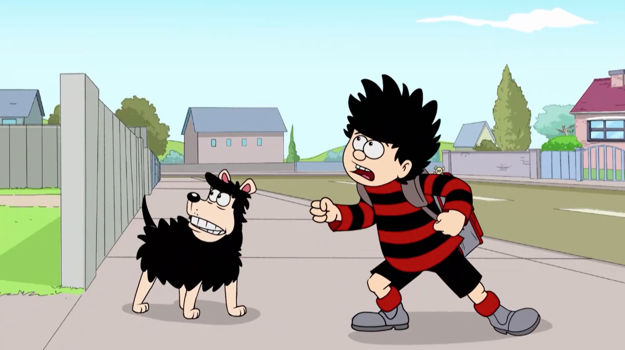 Dennis The Menace and Gnasher in Late For School