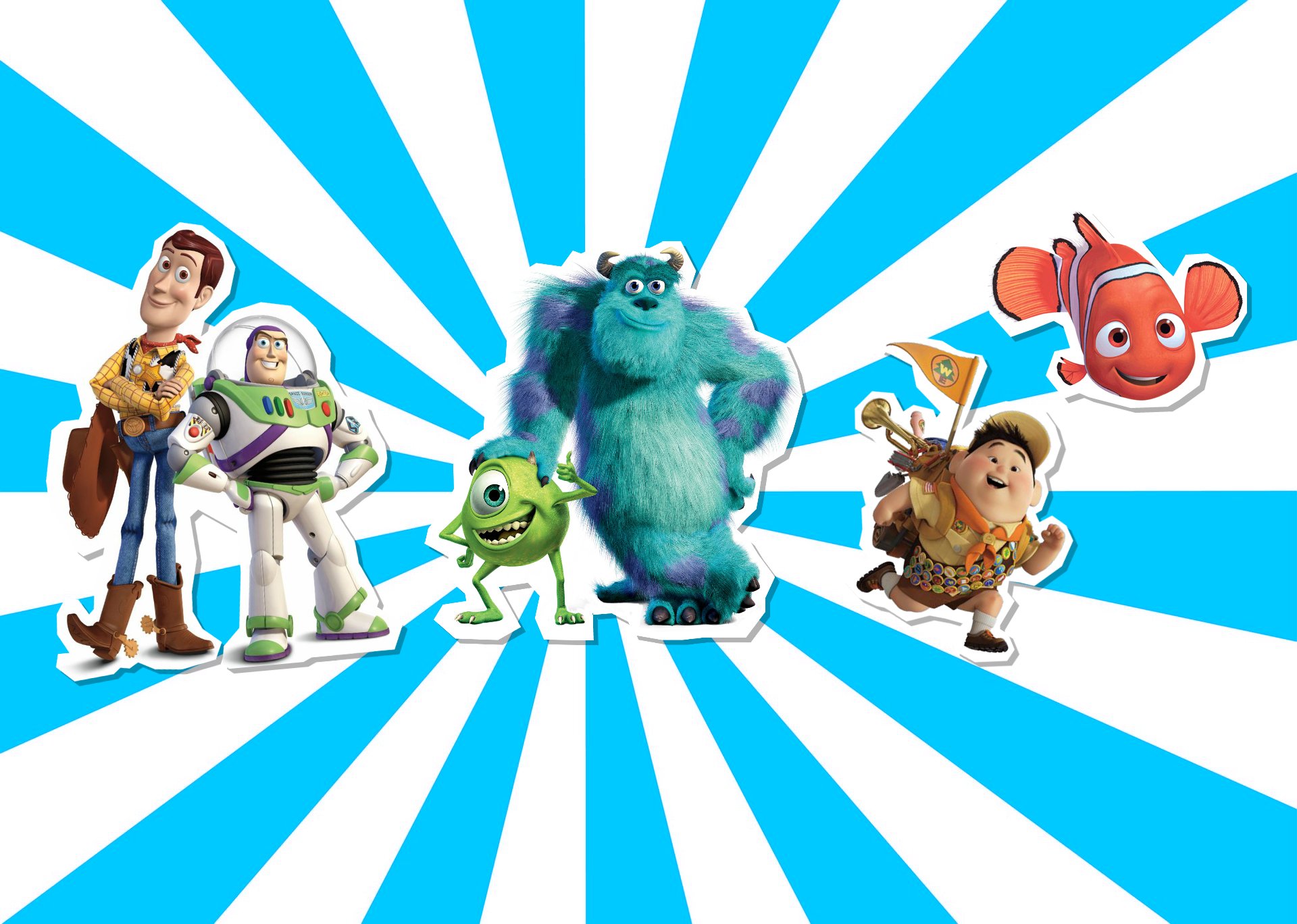 Pixar films Toy Story Monsters Inc Finding Nemo and Up