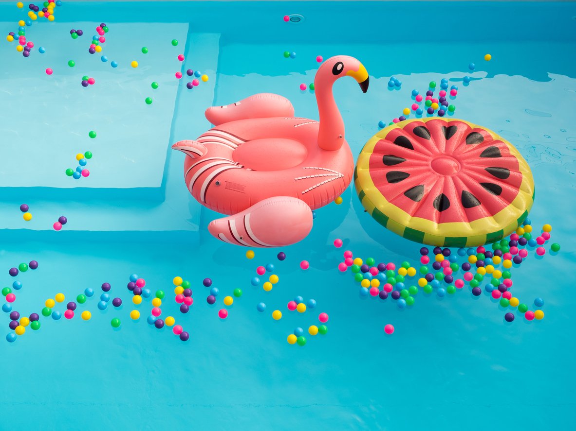 Pool floats in a swimming pool