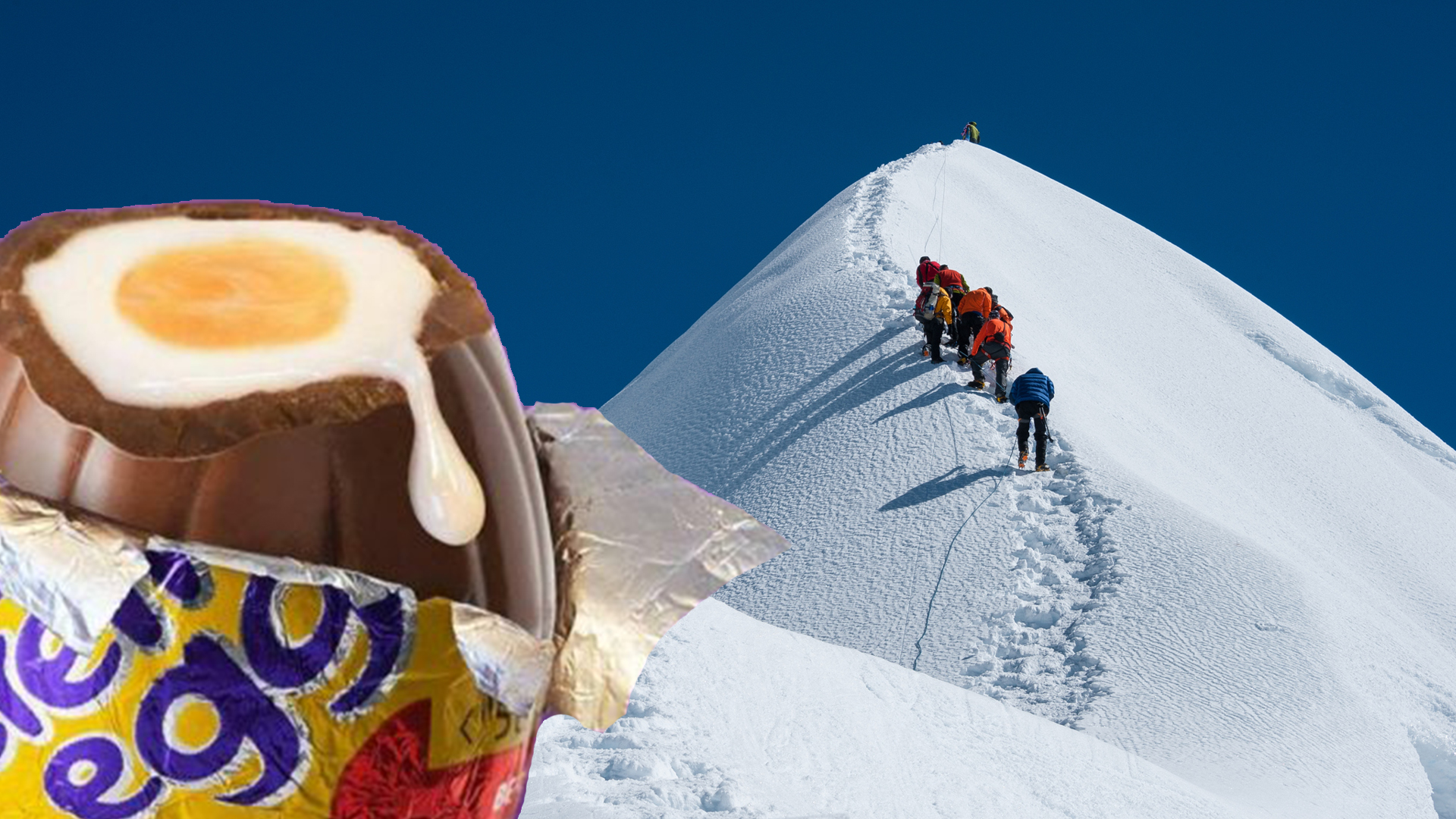 A massive Creme Egg and Mount Everest