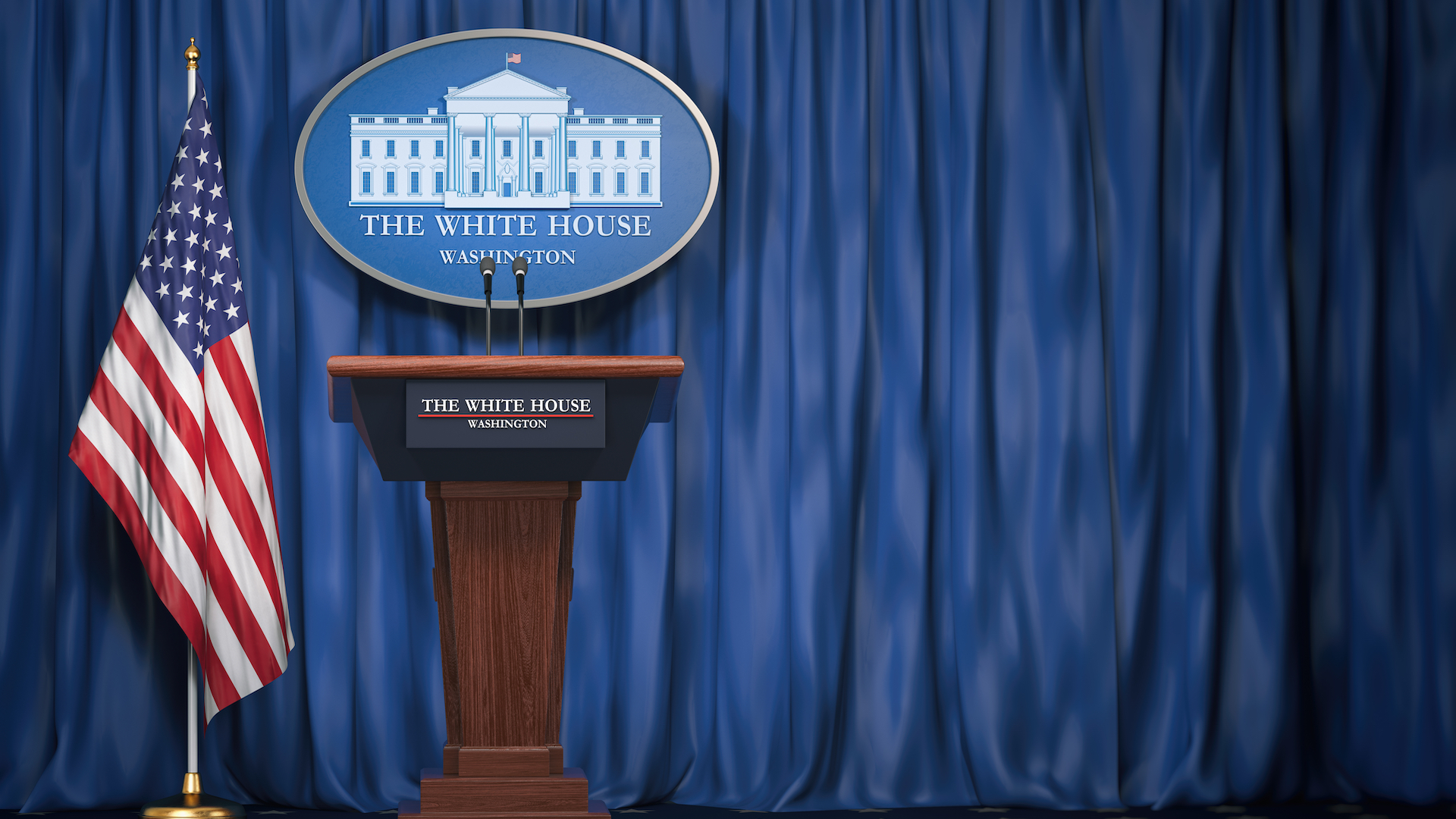 The White House press room podium 