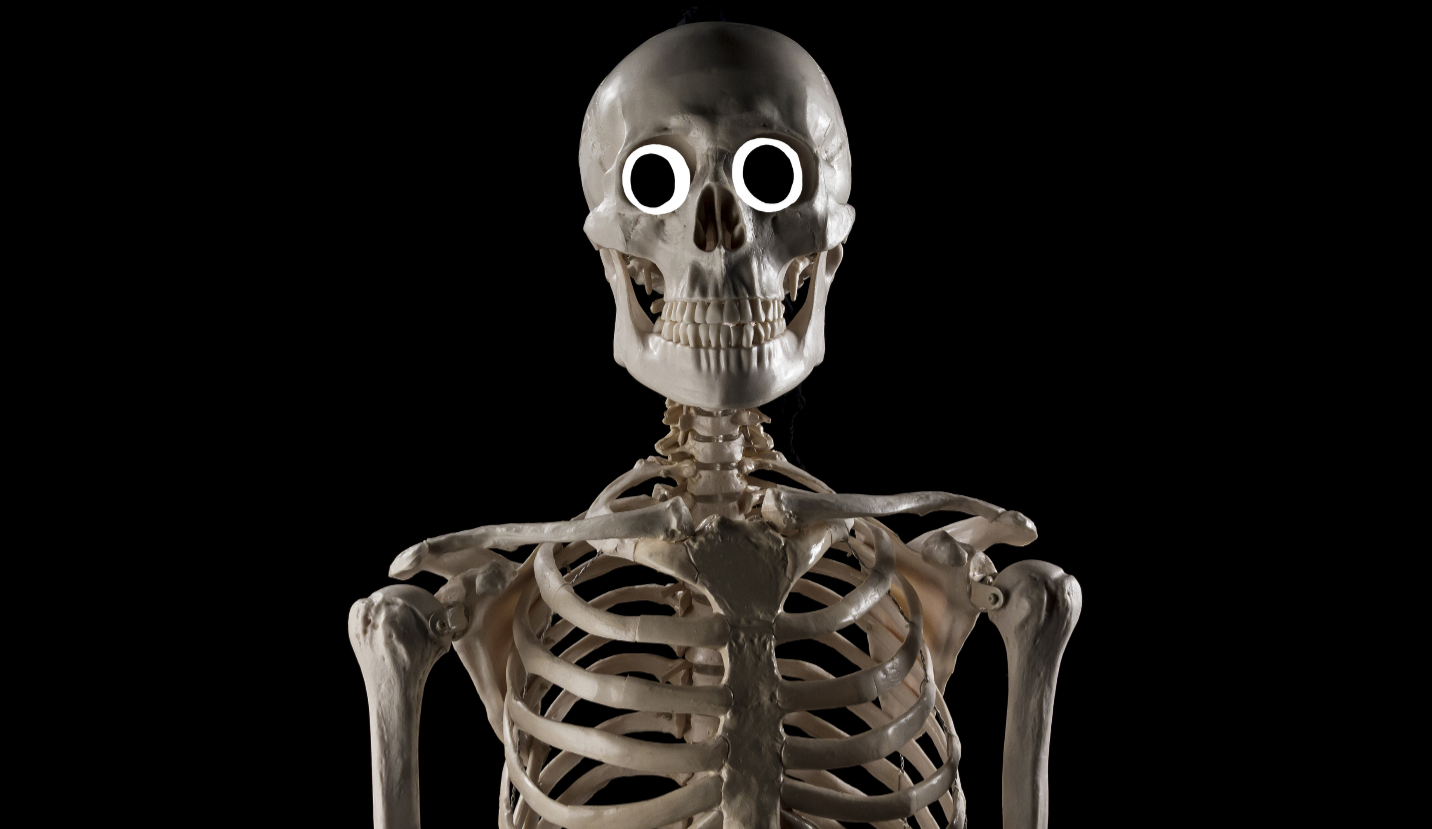 A smiling skeleton
