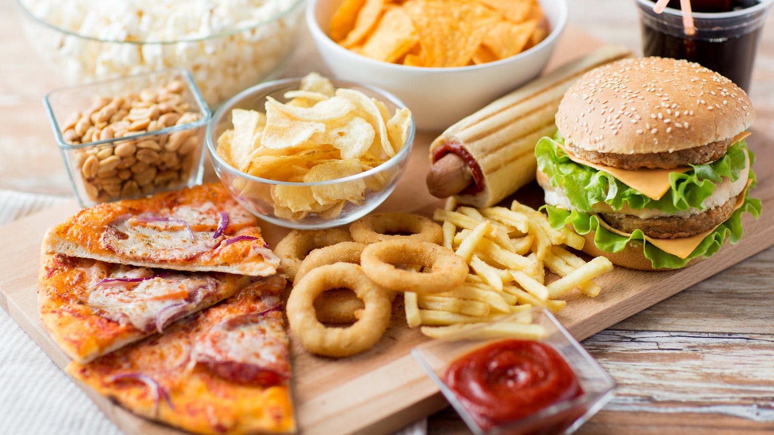 A selection of fast food