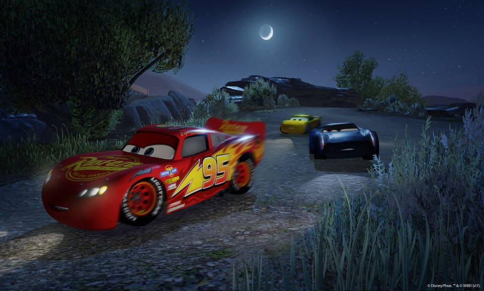 Cars driving at night