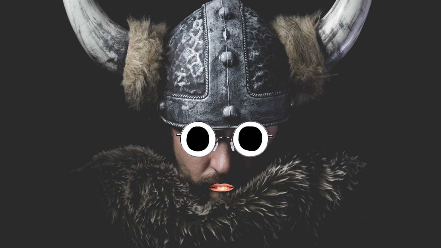 A viking in a horned helmet