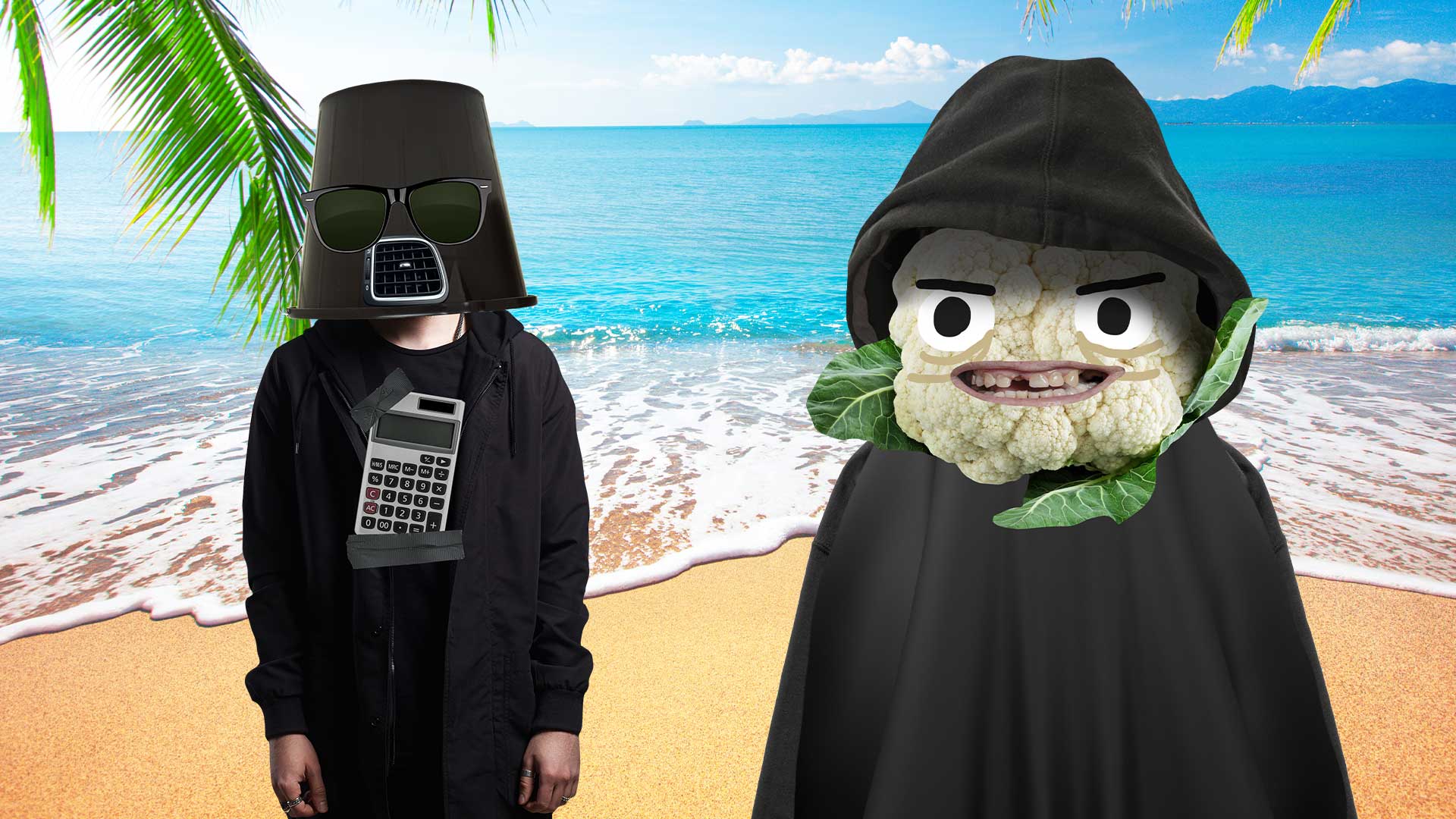 Star Wars characters on the beach