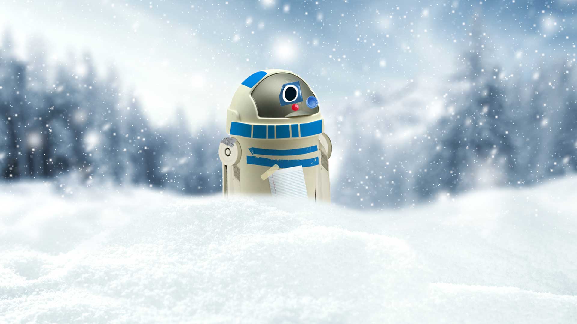 A Star Wars character in a snowy environment 