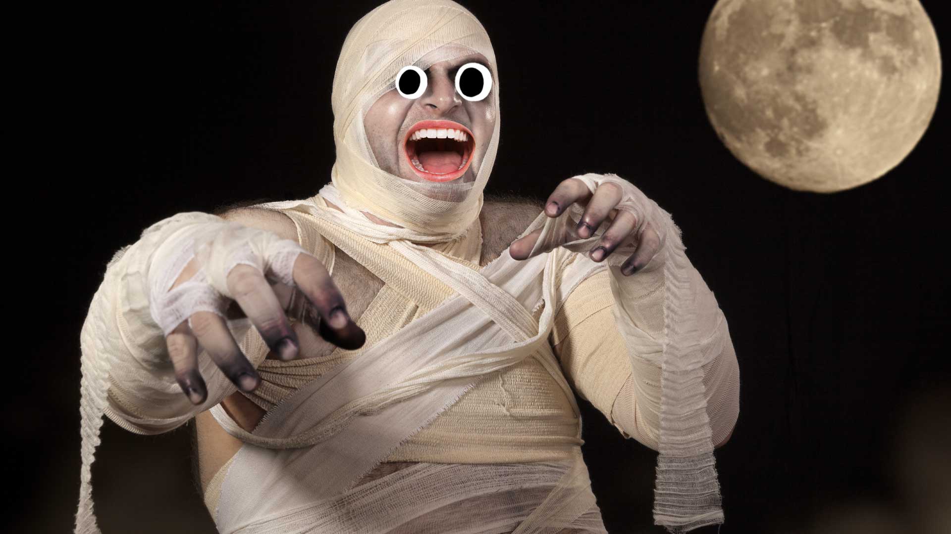A man in a mummy costume