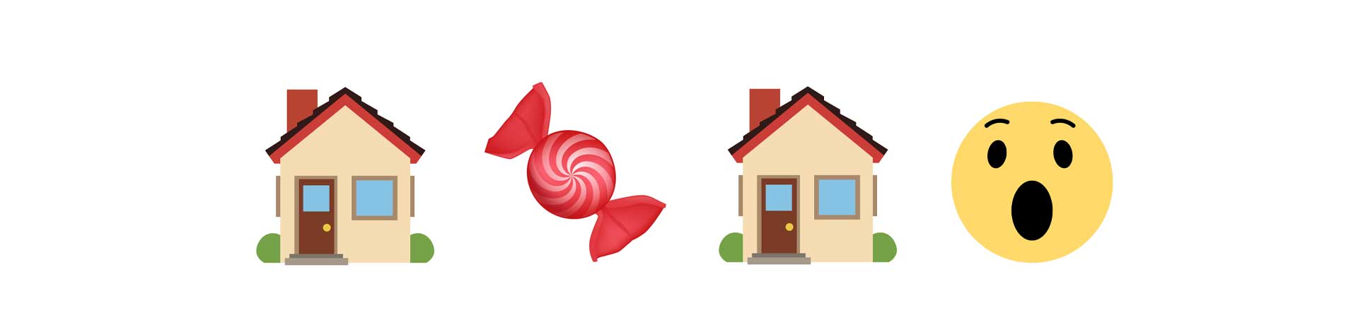 Two houses, a sweet and a shocked face emoji