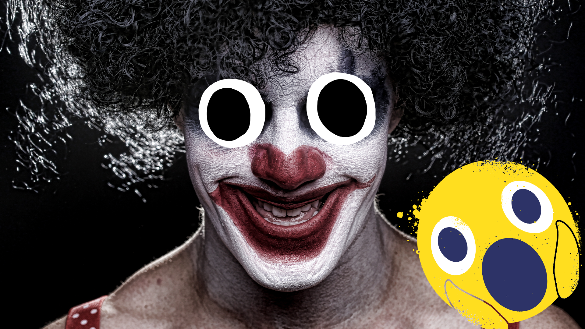Creepy clown and shocked emoji 
