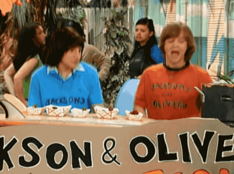 Jackson and Oliver in a scene from Hannah Montana