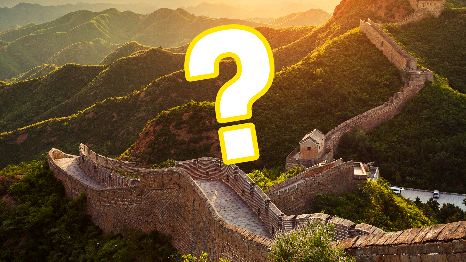 Great Wall of China with question mark 