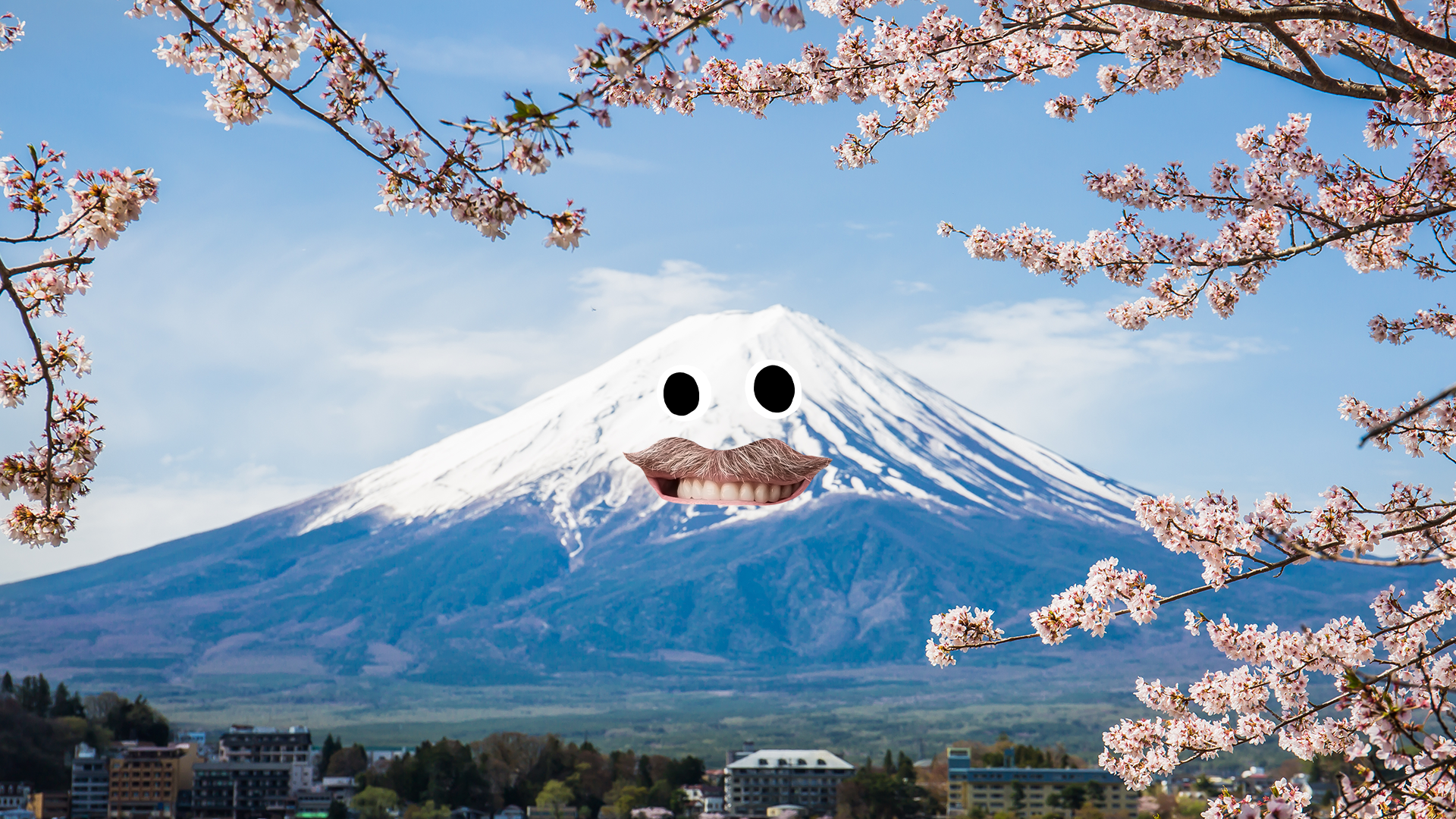 Mount Fuji with goofy face