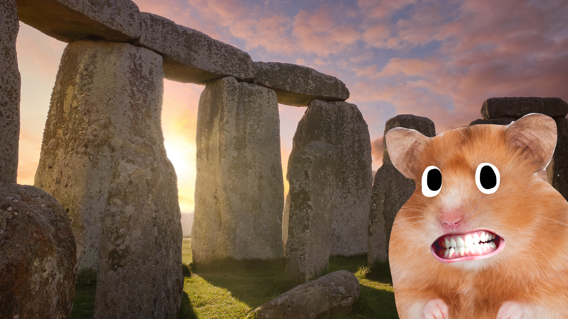 Stonehenge with goofy hamster