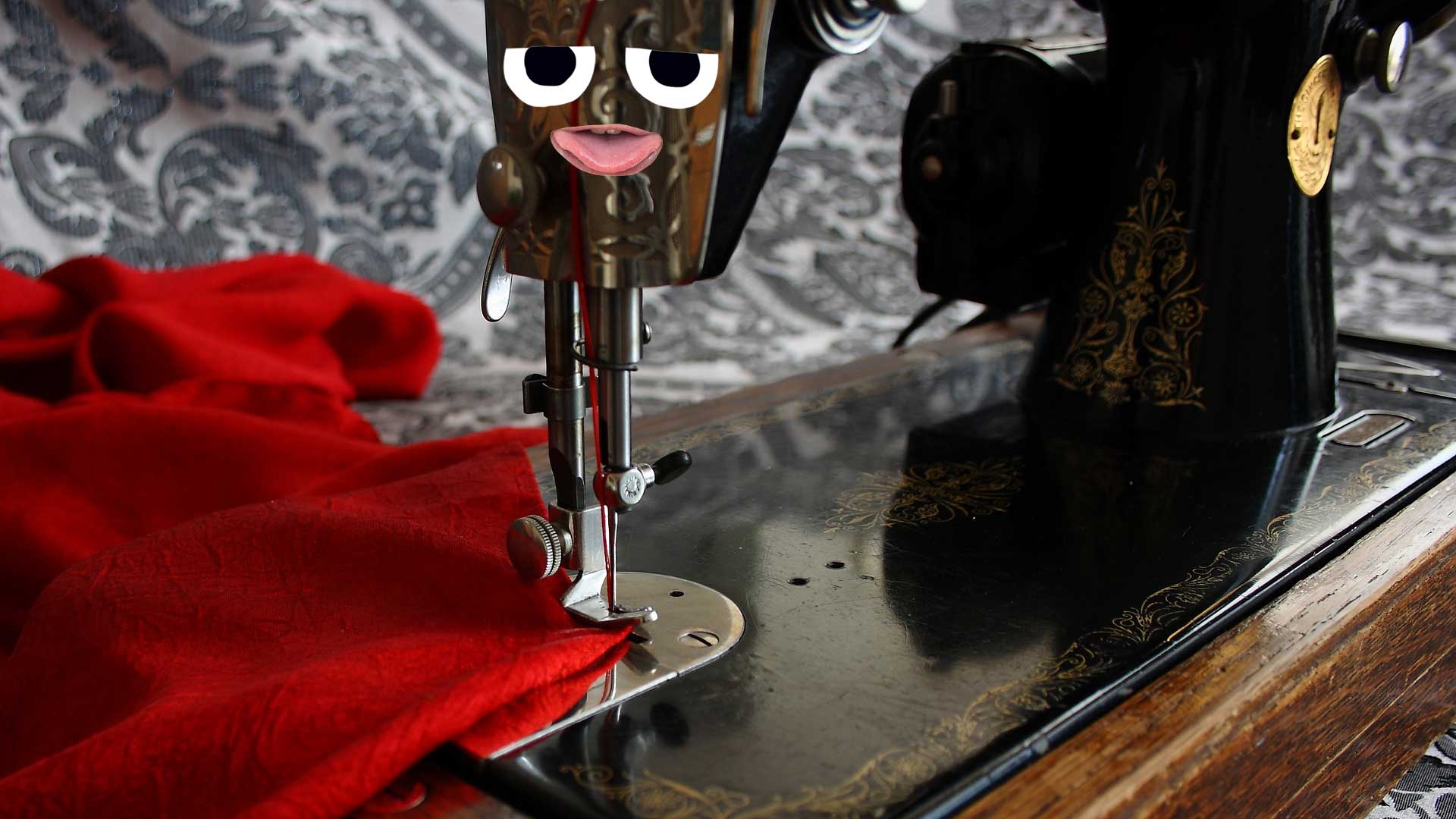 A sewing machine making a cape