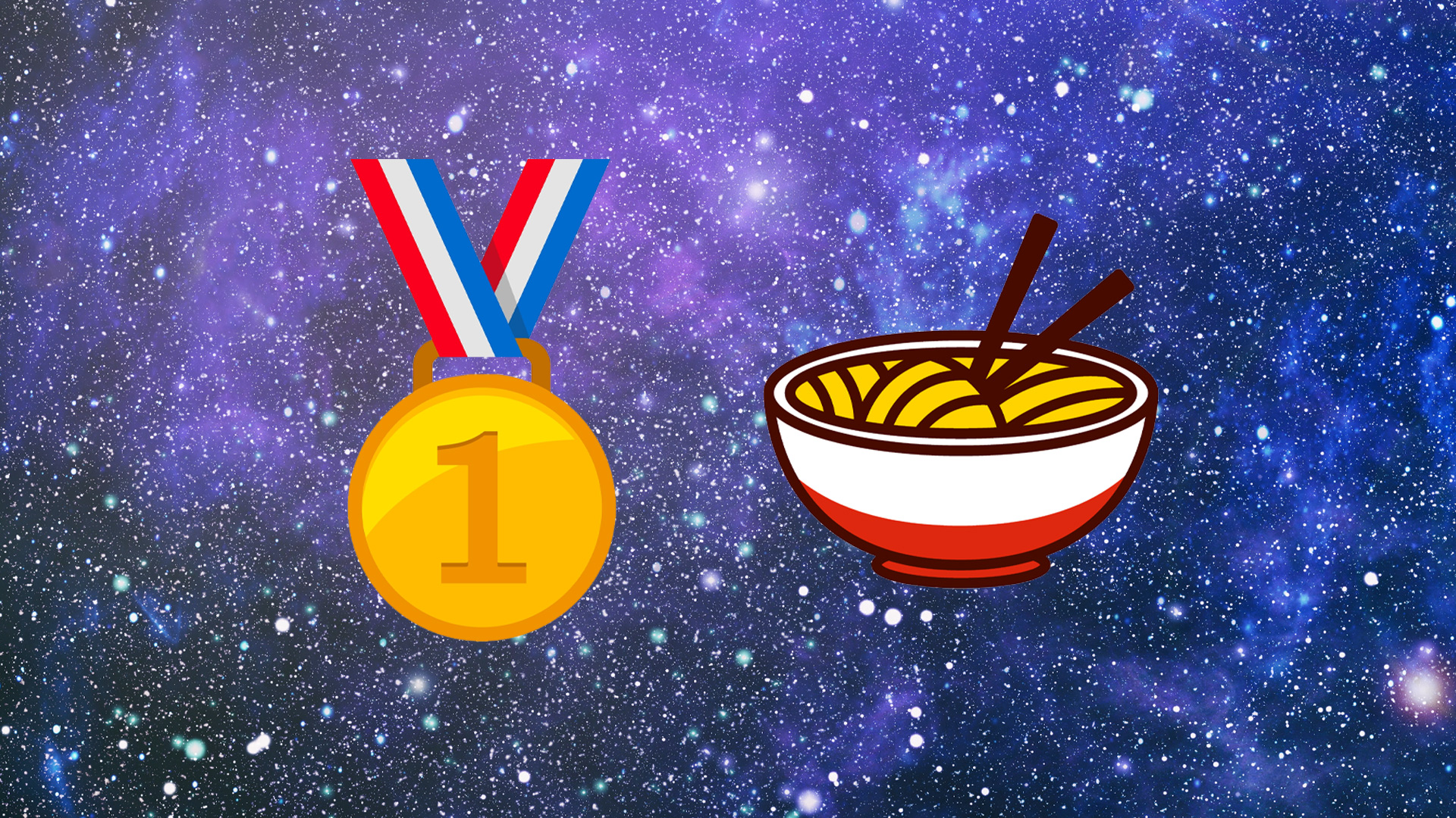 Golden medal and bowl of noodles