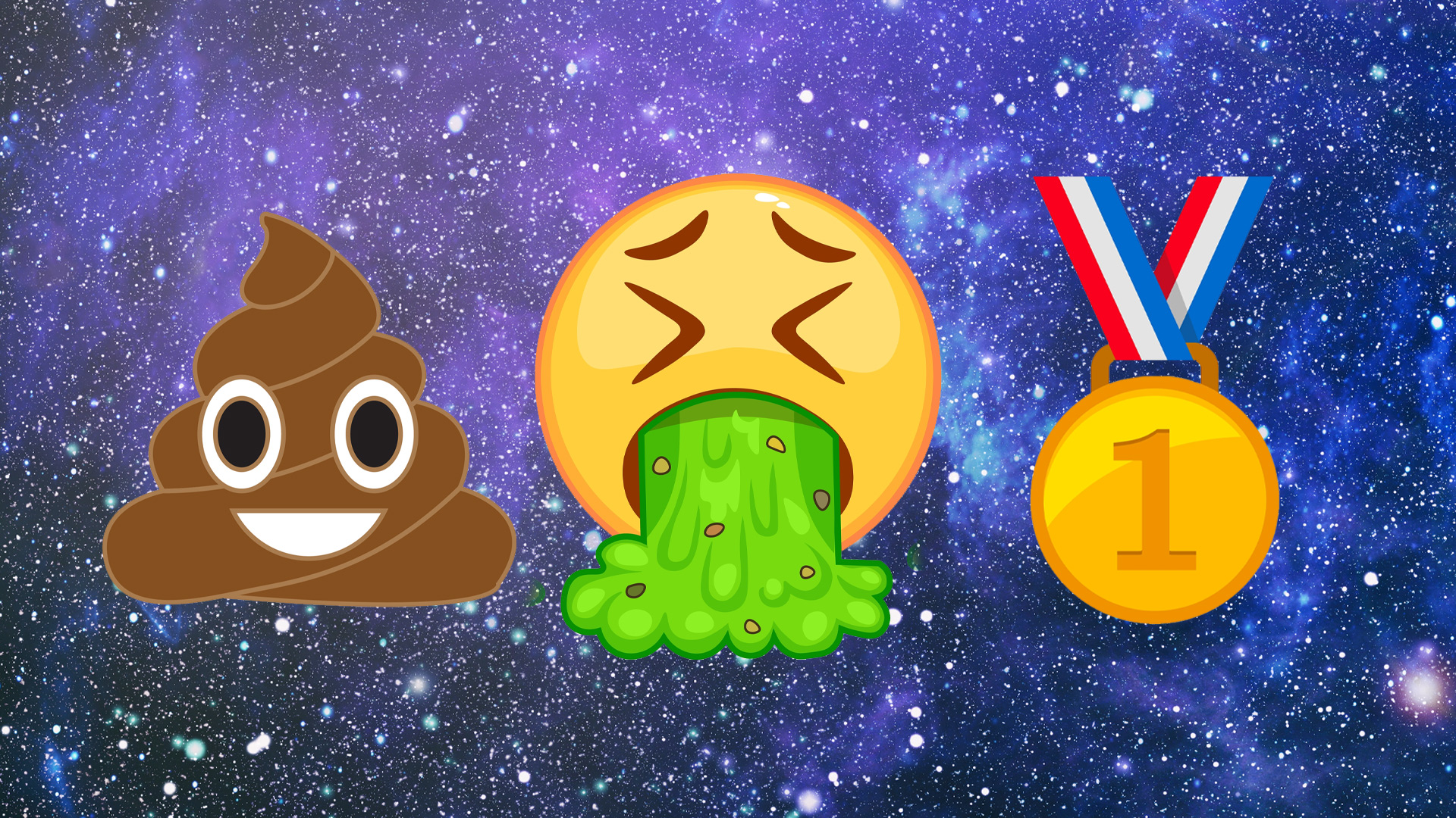 Poop emoji, ill emoji, gold medal emoji