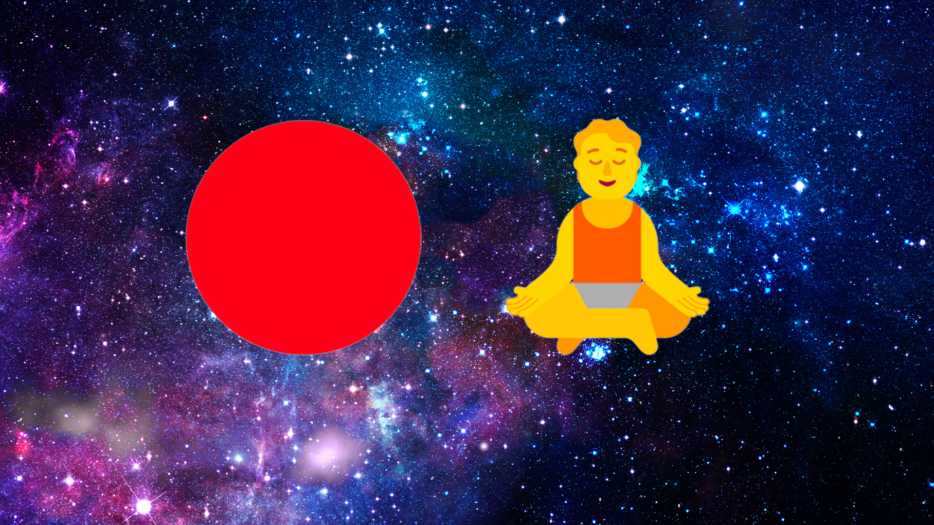 An emoji of a red circle and a person doing yoga