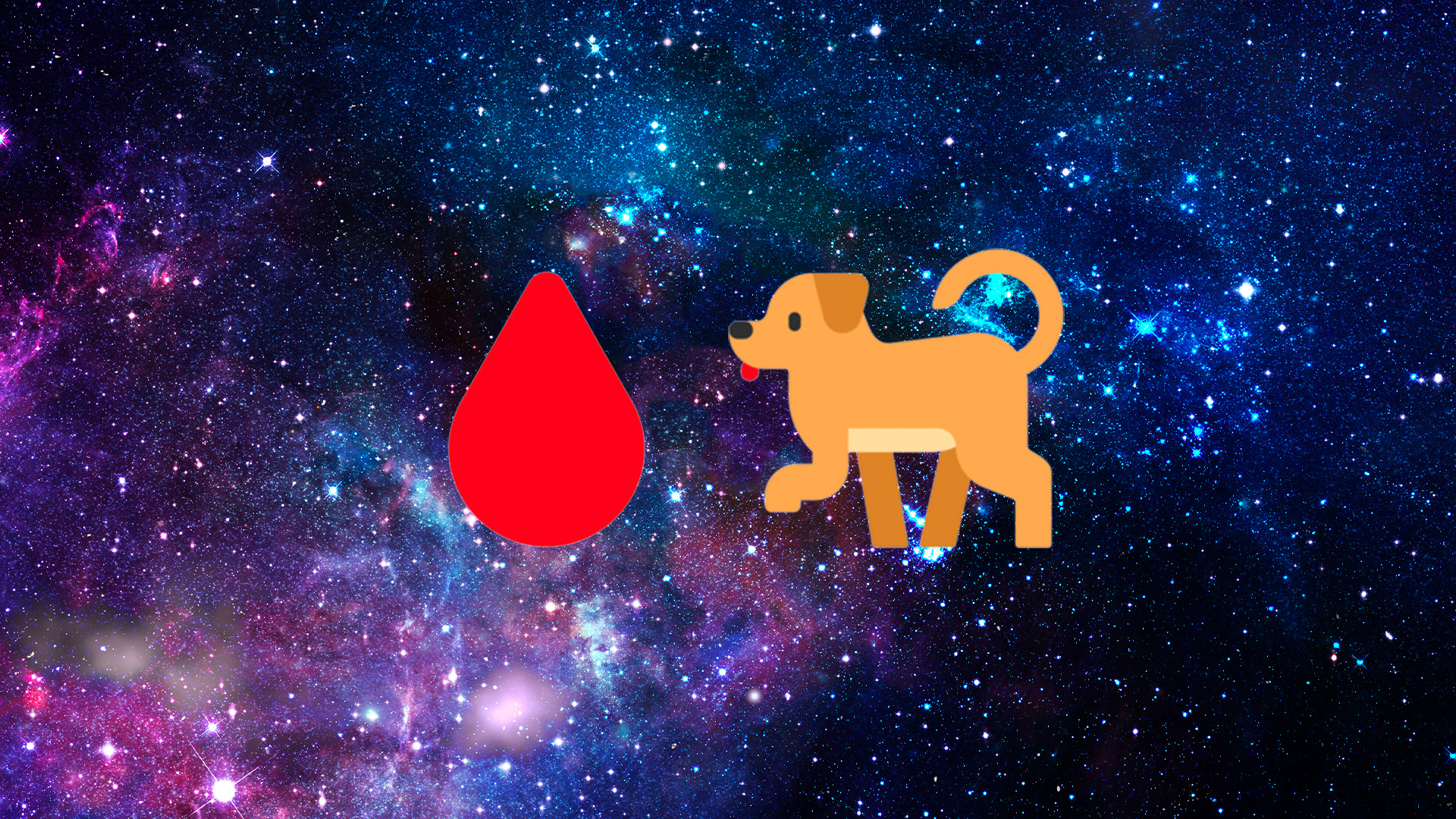 An emoji of red drop and a dog