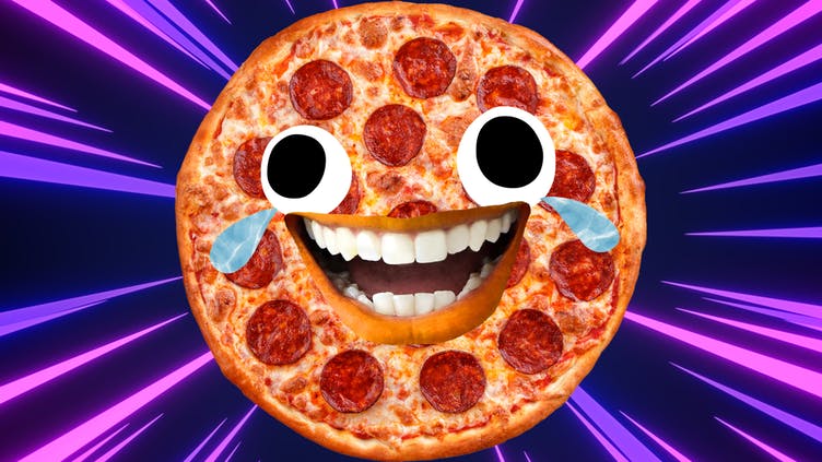 A smiling pepperoni pizza