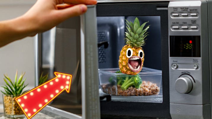 A pineapple in a microwave