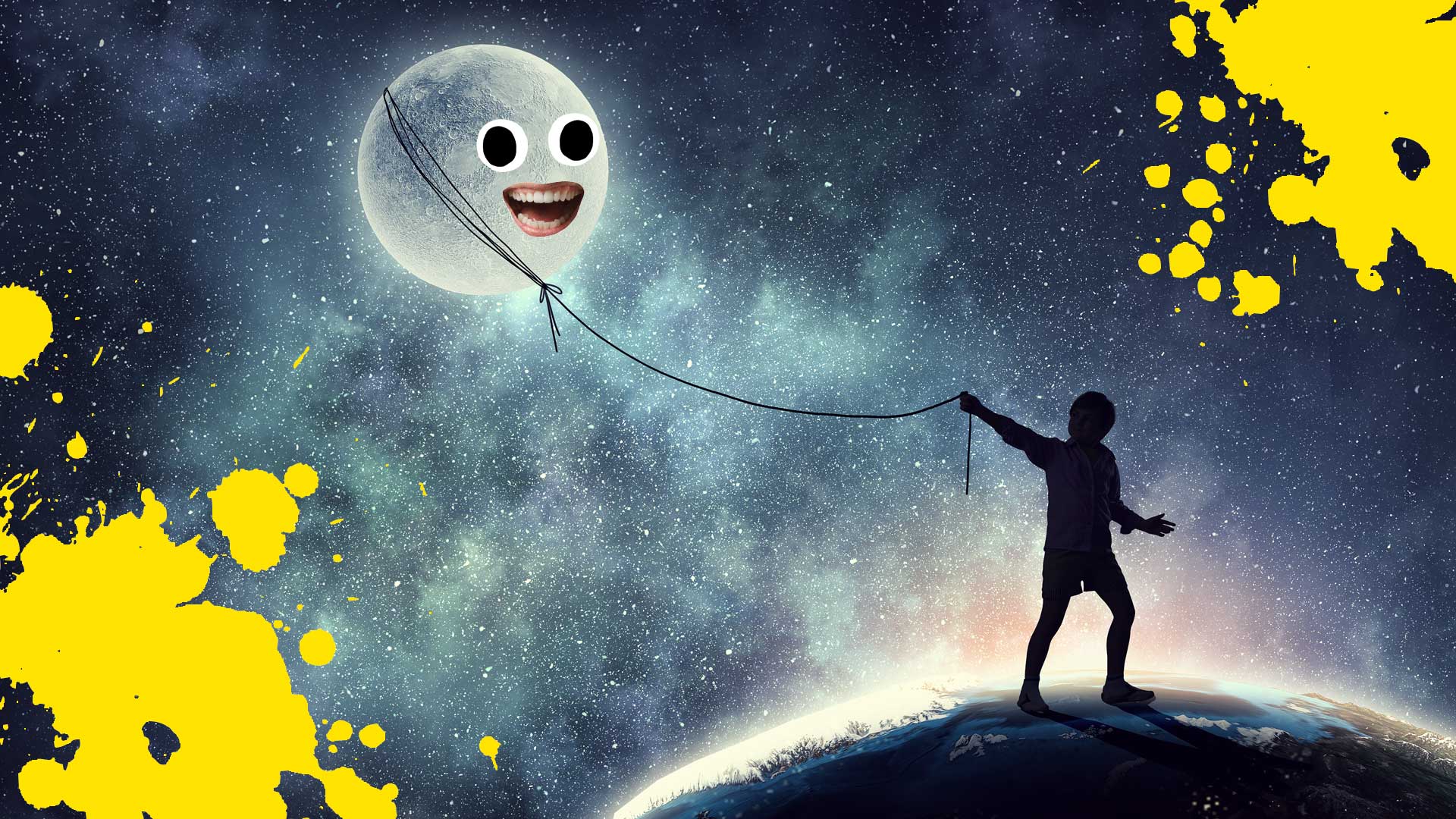 A dream involving the moon being walked like a pet dog