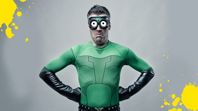 A superhero in a green costume