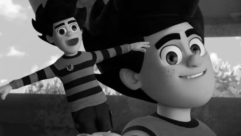 Dennis and Gnasher Unleashed in black and white