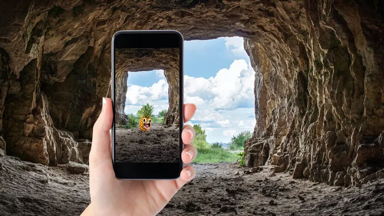 A phone in a cave