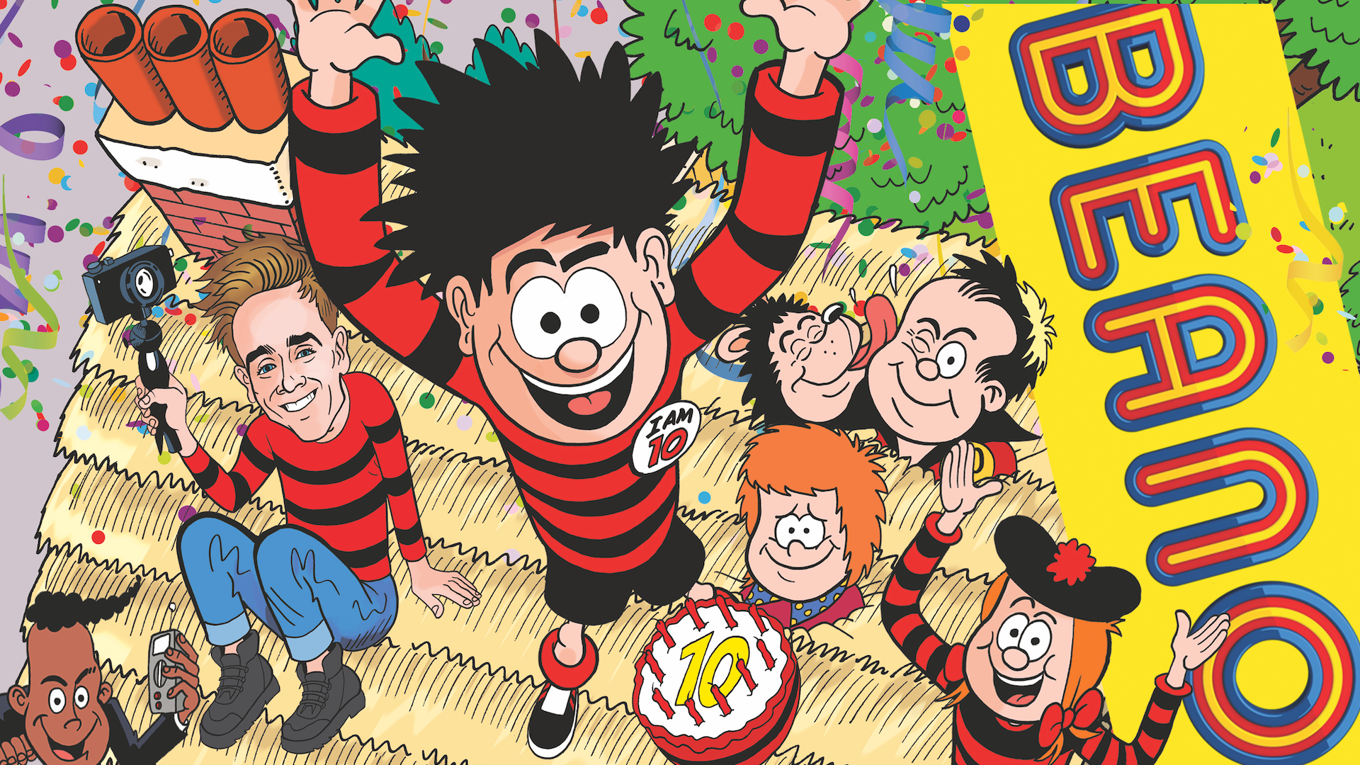 The cover of Beano 4077 – It's Dennis' birthday
