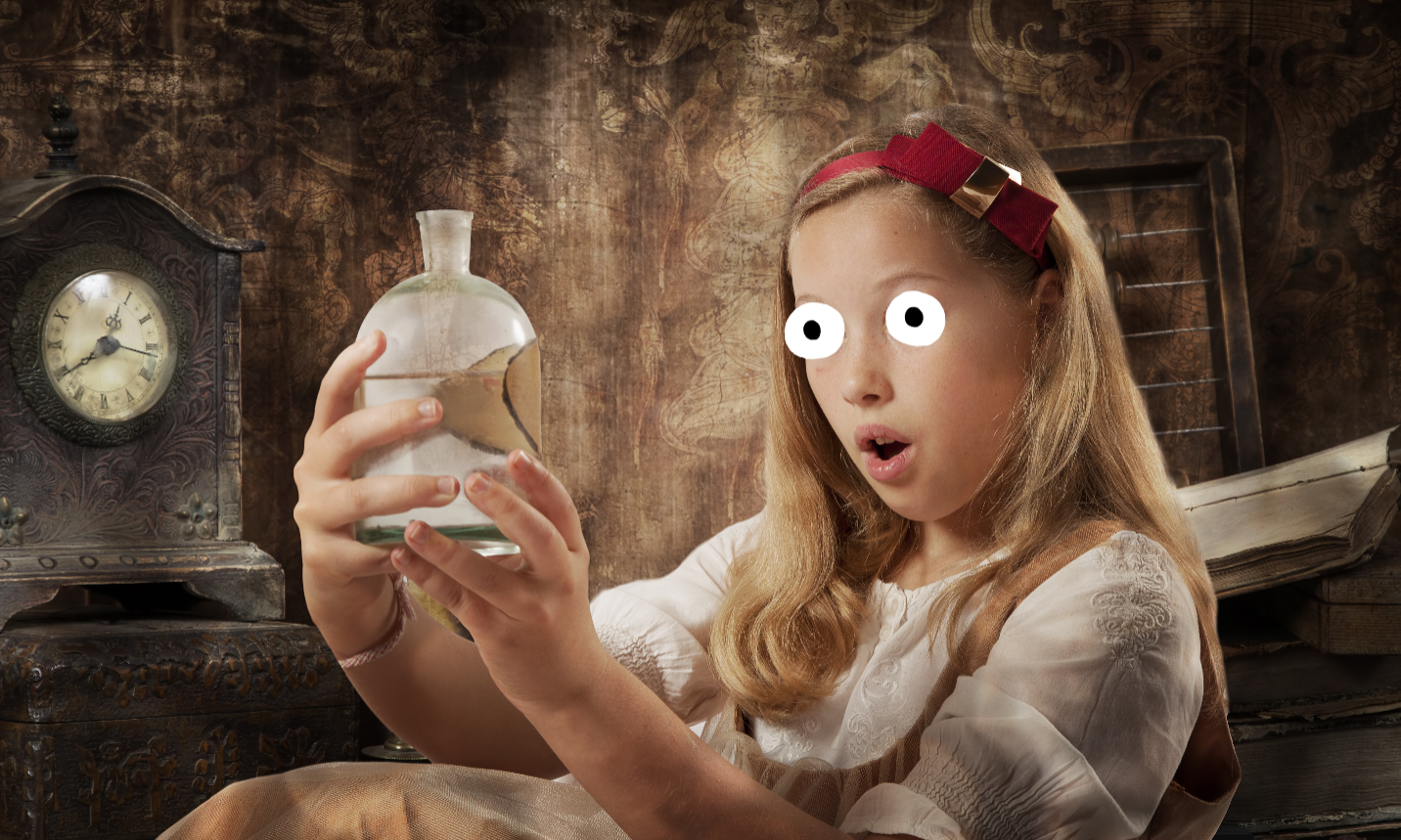 Alice in Wonderland with a bottle