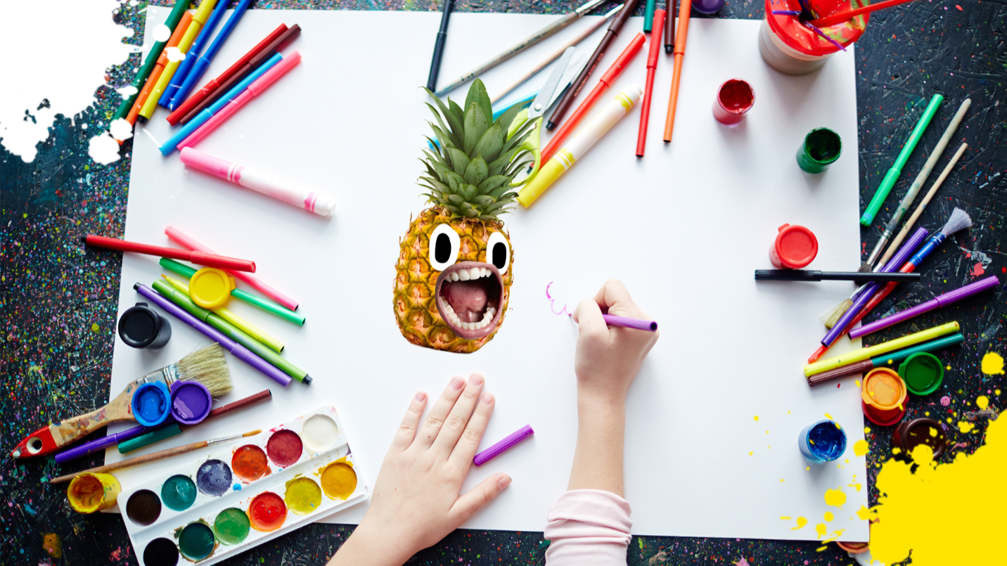 A person drawing a pineapple