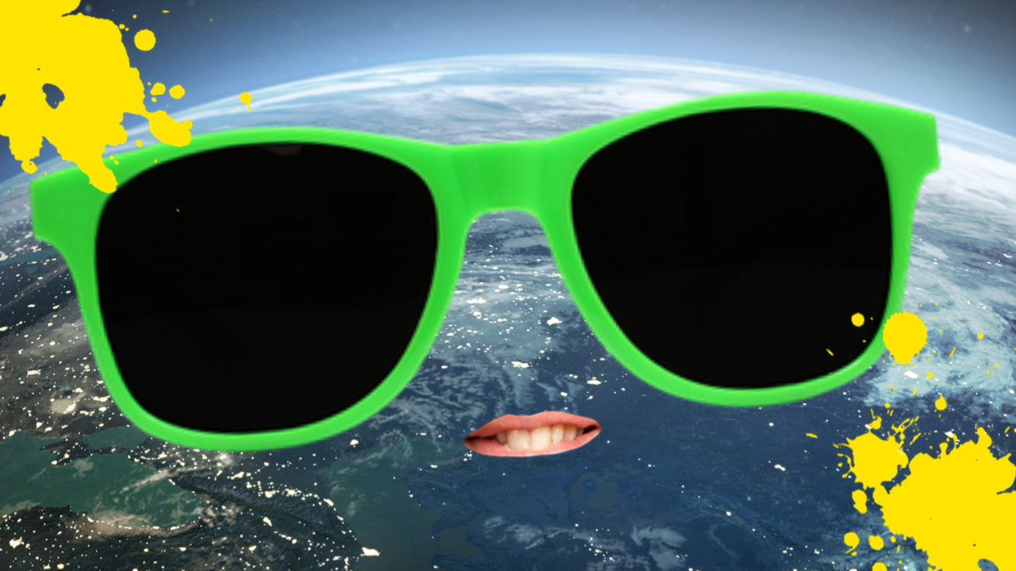 The earth wearing sunglasses