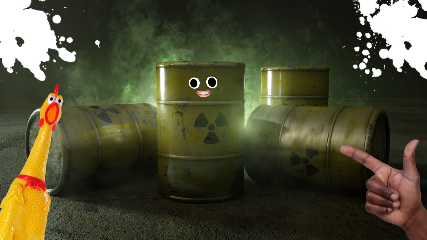 Some metal drums containing nuclear waste