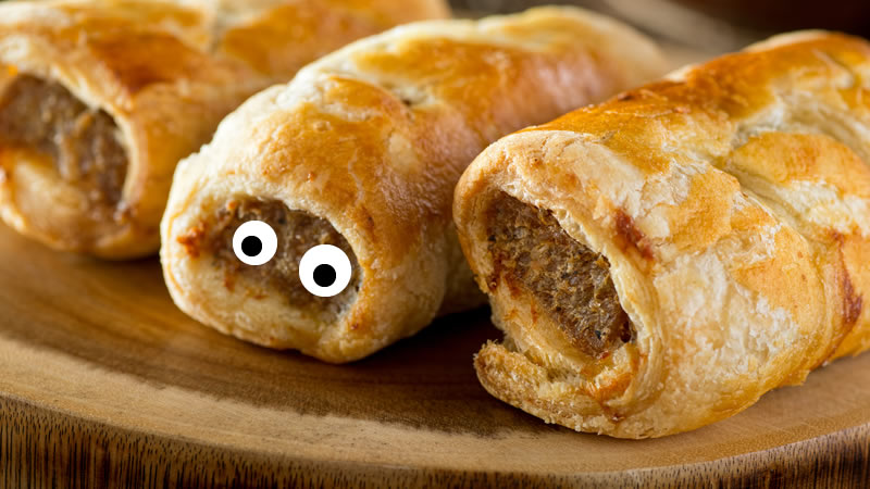 A row of sausage rolls