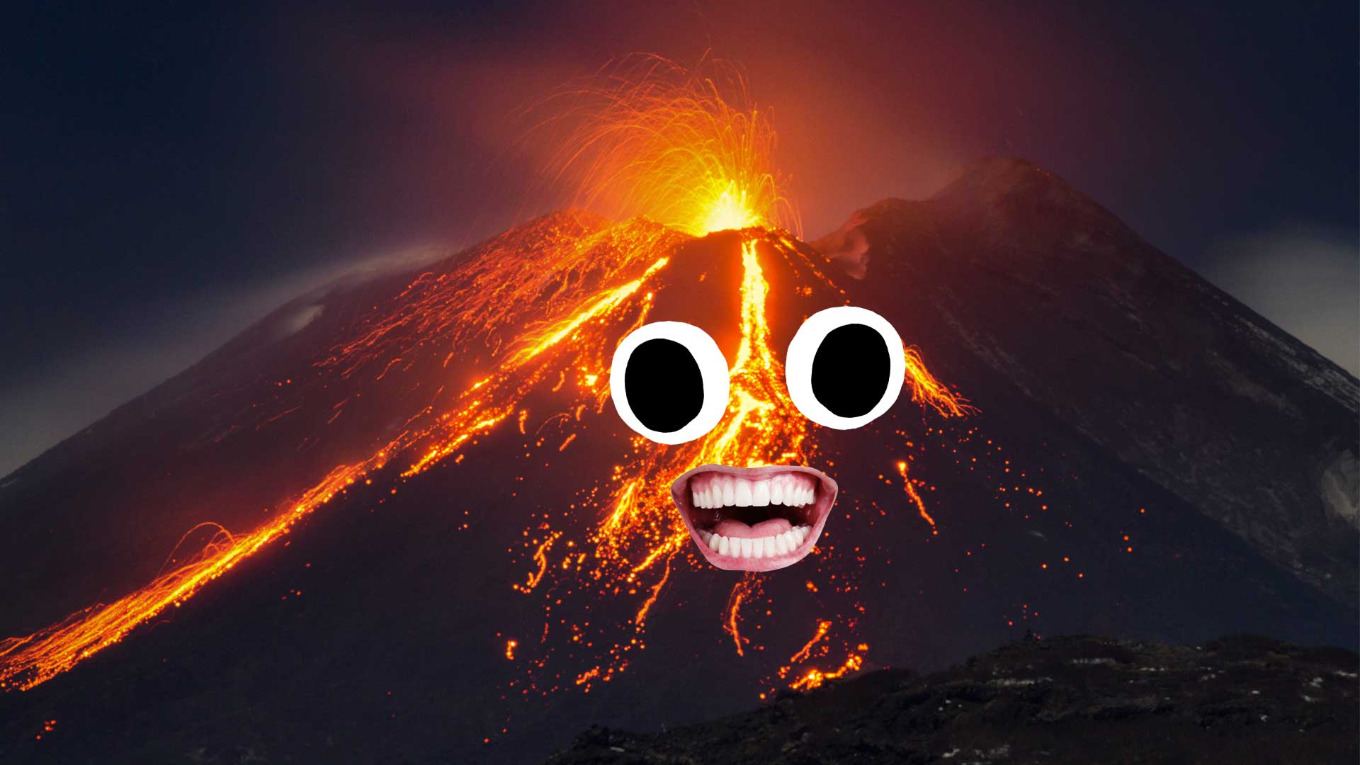 A volcano erupting