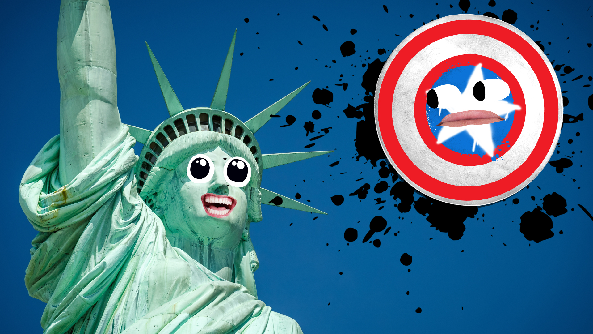 The statue of Liberty laughing at Captain America